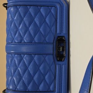 Blue Quilted Leather Crossbody Bag